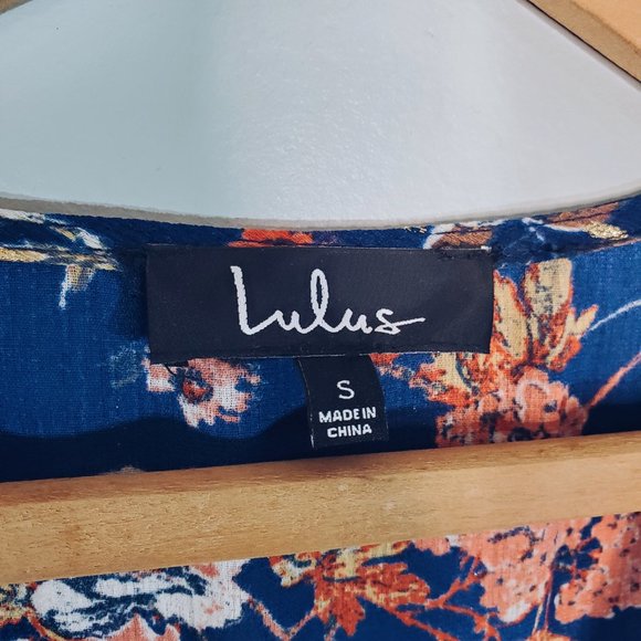 Lulu's Divine Days Navy Blue Floral Print Wrap Maxi Dress S - Picture 10 of 14